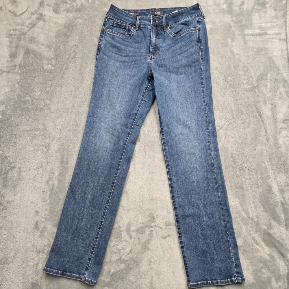 NYDJ Womens Size 6 30x30 Blue High Rise Straight Leg Jeans Lift Tuck